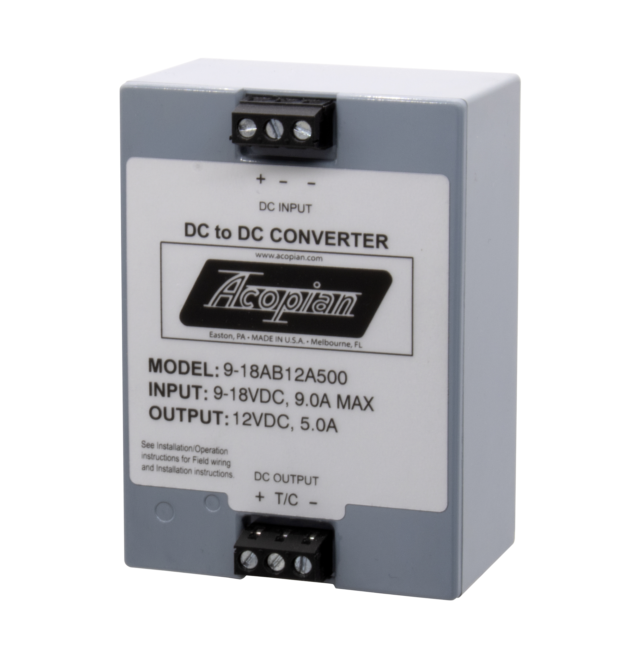 Acopian Launches Wide-Input DC to DC Converter Line